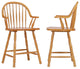 Oak Selections 24" Windsor Barstool With Arms, Light Oak, Set of 2