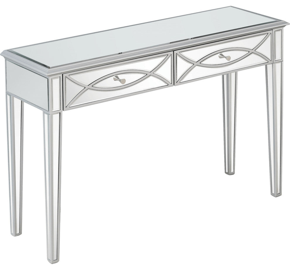 Silver Glass Mirror Console Table