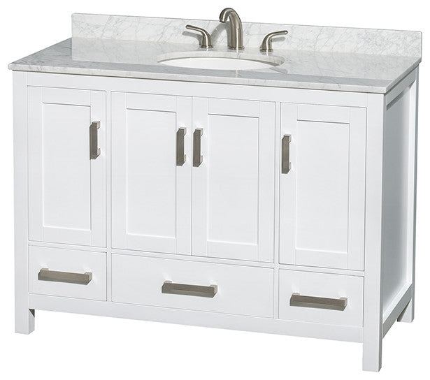 Wyndham WCS141448SWHCMUNOMXX White 48 In Vanity with Carrera Marble Top