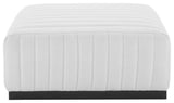 Conjure Channel Tufted Upholstered Fabric Ottoman, Black White