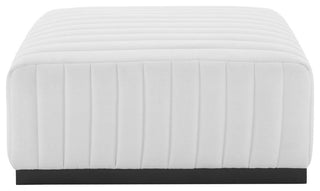 Conjure Channel Tufted Upholstered Fabric Ottoman, Black White