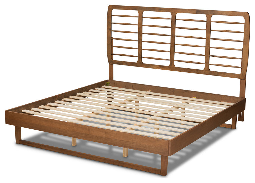 Lucie Walnut Brown Finished Wood King Size Platform Bed