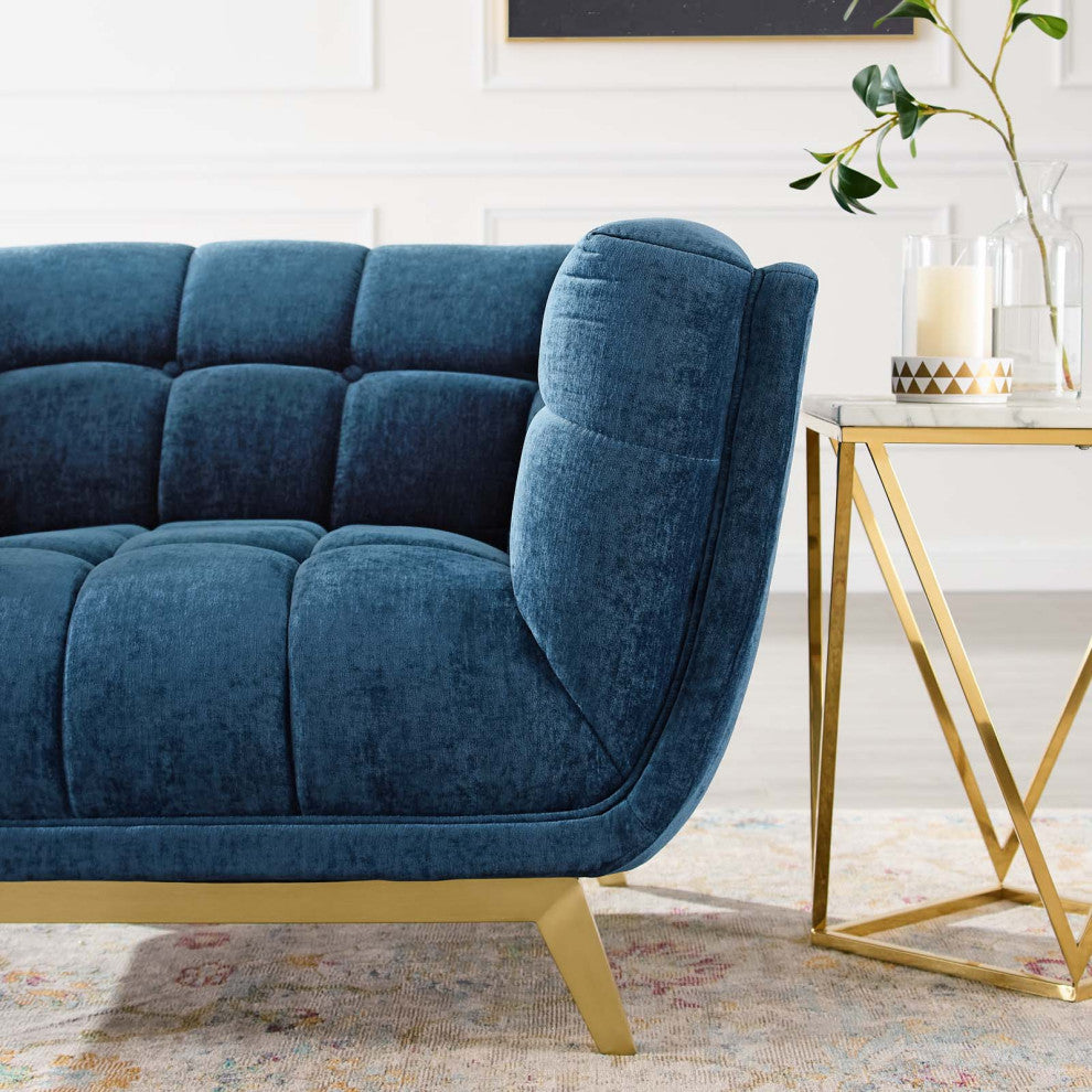 Armchair Accent Chair, Velvet, Blue Navy, Modern, Living Lounge Hospitality