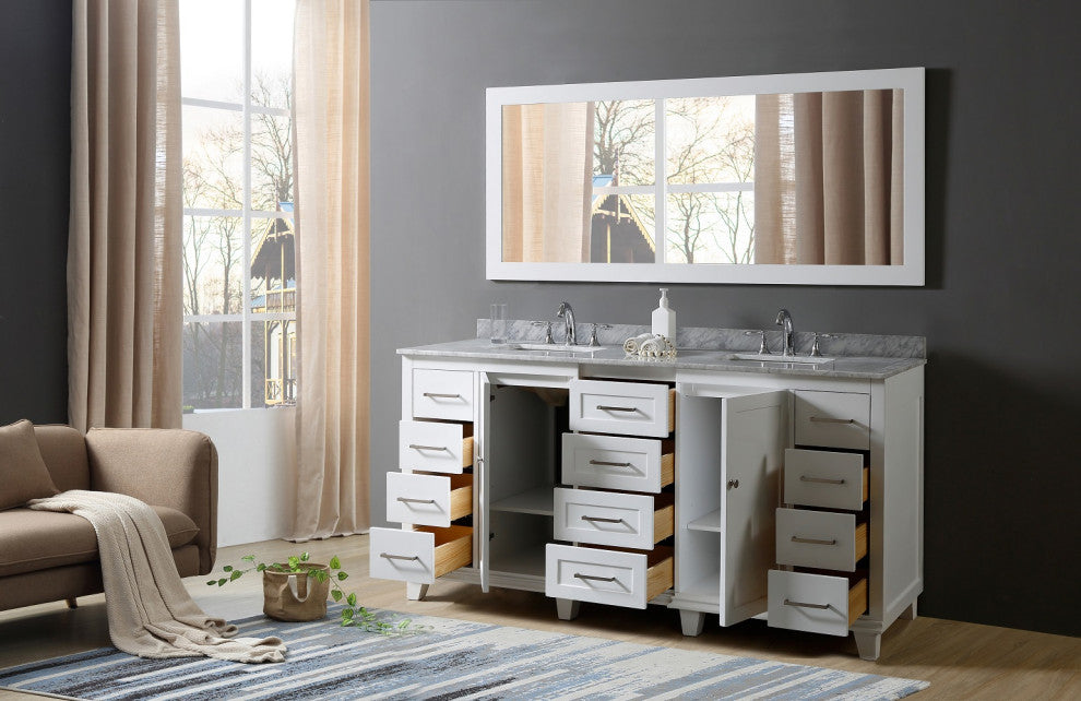 72" Ultimate Classic Bath Vanity, White and Mirror