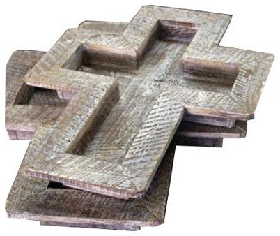 Set of 2 Wooden Cross Trays