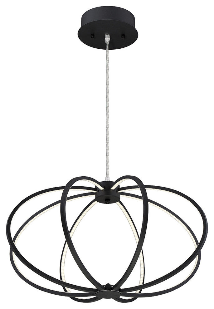 Leggero Minimalist Curved Rings 8 LED Light Pendant Black Aluminum Finish