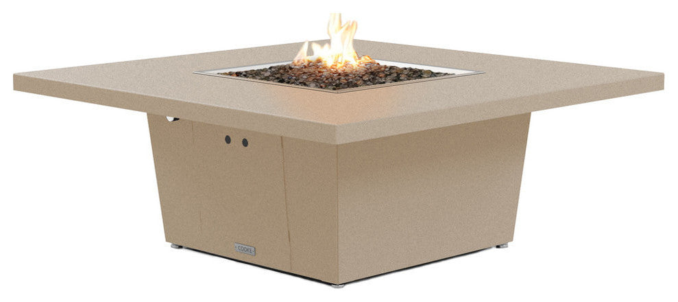 Square Fire Pit Table, 56x56, Natural Gas, Beige Powdercoat Top, Beige