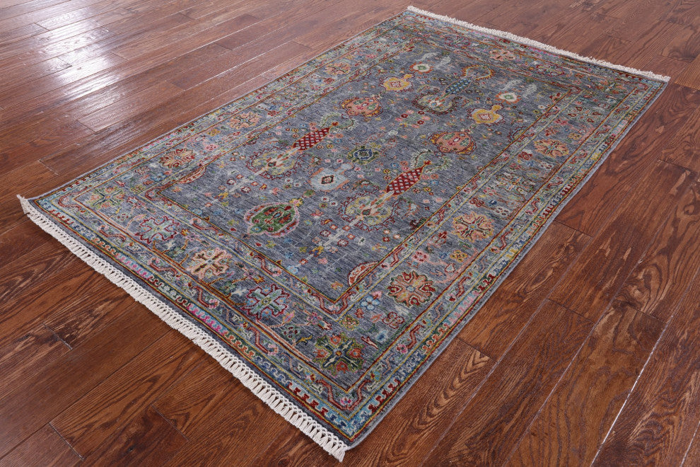 4' 0" X 6' 2" Handmade Persian Tabriz Wool Rug Q10121