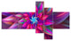Huge Purple Pink Fractal Flower, Floral Canvas Art Print, 60"x32", 5 panels
