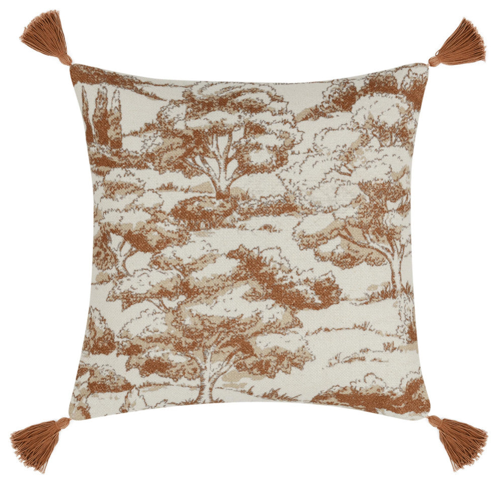 Stonework 22" Cotton Linen Blend Throw Pillow, Clay Brown