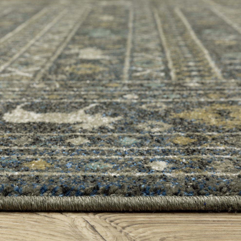 Vander Frontier Blue/Gold Indoor Area Rug, Blue, 2'3"x7'6"