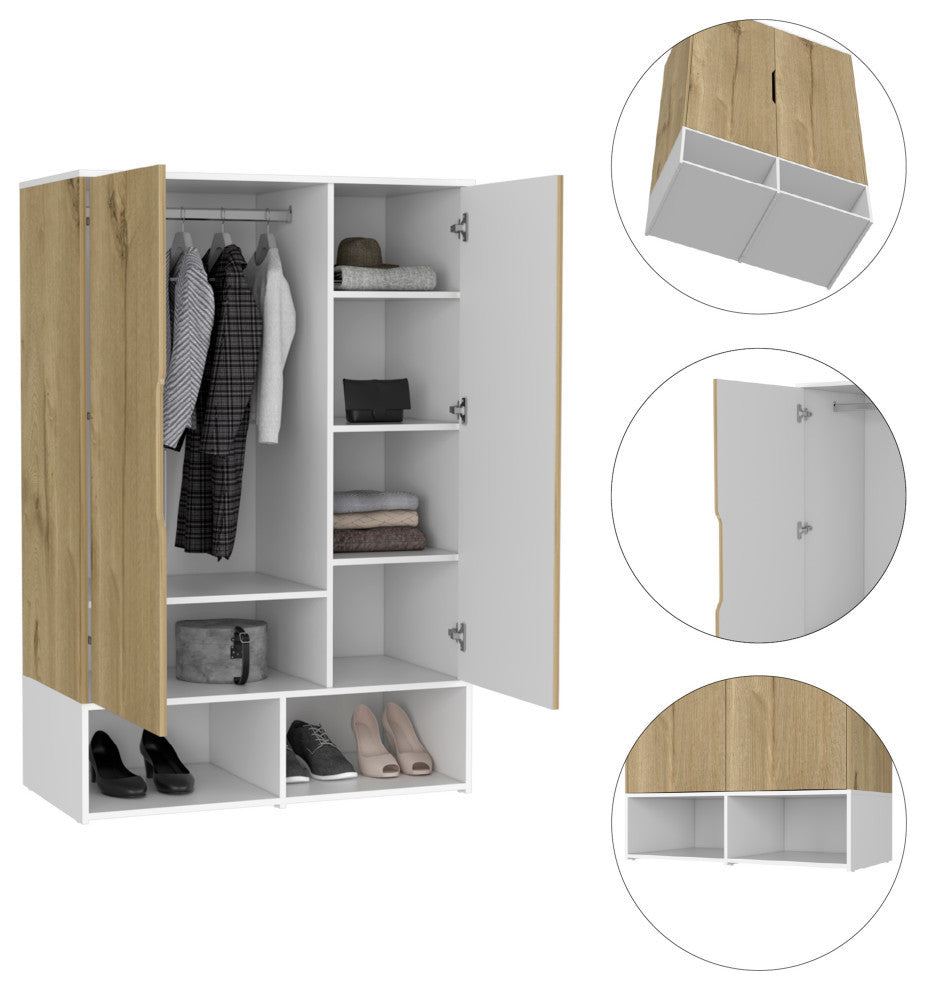 Rose Armoire, Light Oak-White