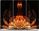 "Bright Orange Fractal Flower" Metal Wall Art, 3 Panels, 36"x28"