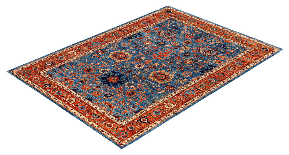 Serapi One-of-a-Kind Hand-Knotted Area Rug Light Blue, 6'4" x 8'9"