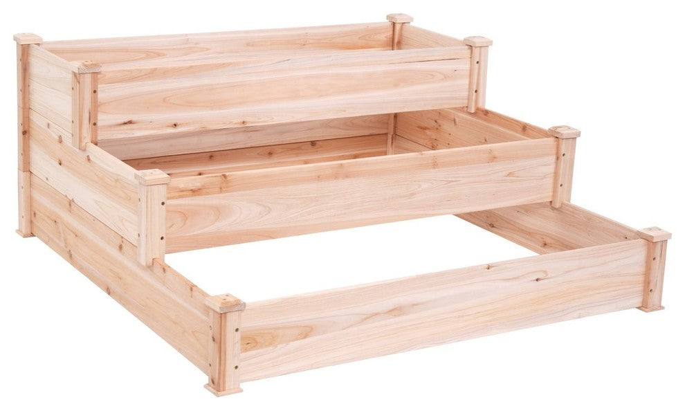 Modern 3-Tier Elevated Wooden Vegetable Garden Bed