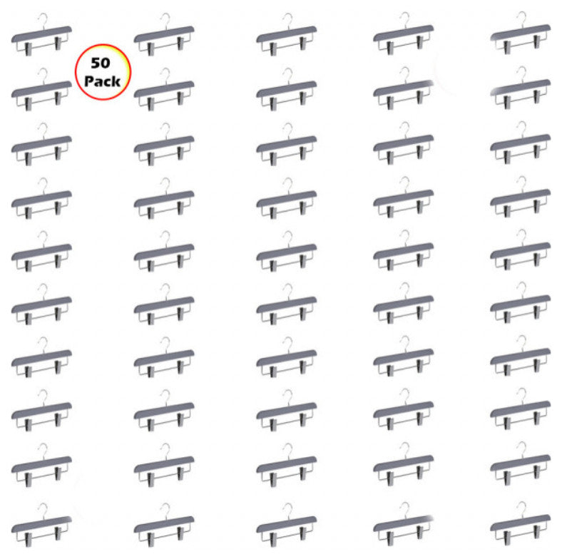 Abs Plastic Trouser Skirt Hangers, Perfect for Skirts, Pants, Slacks, Jeans, Gray, 50-Pack