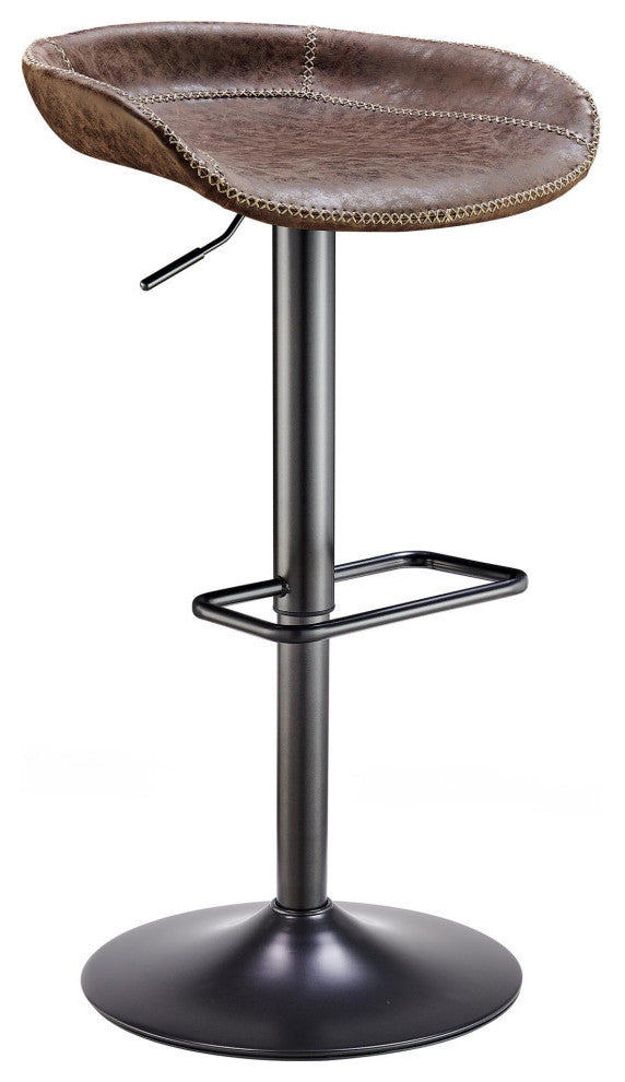 Rogue PU Gaslift Bar Stool, Set of 2, Vintage Coffee Brown
