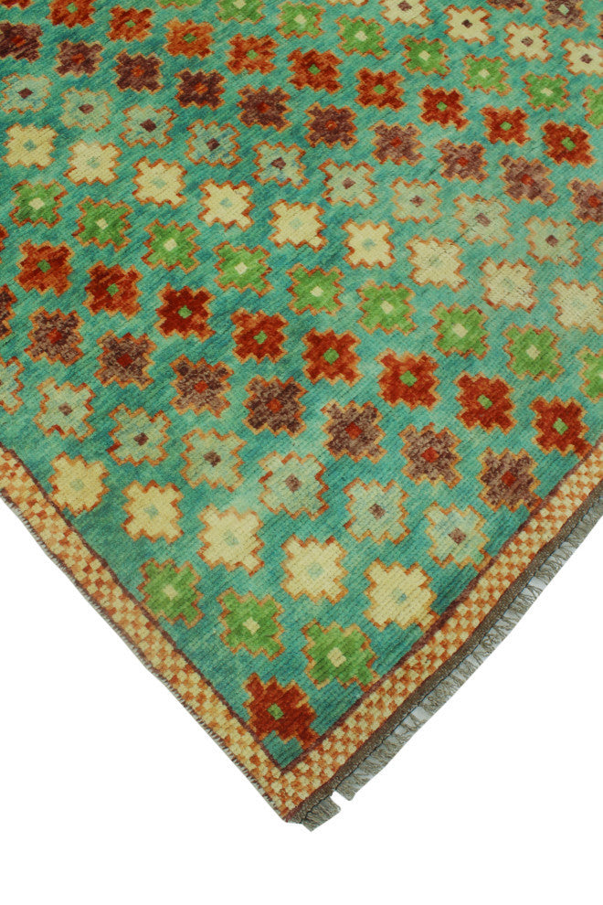 Balochi Timmy Turquoise/Orange Rug, 4'2x6'0