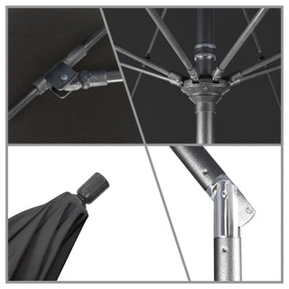 7.5' Hammertone Gray Greek Key Patio Umbrella With Ribs and Tassels, Black