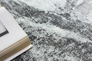Kyoto Hand-loomed Wool/Bamboo Silk Silver/Black Area Rug, 10'x14'
