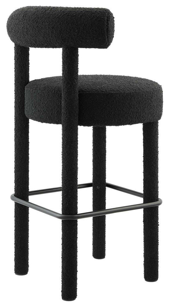 Toulouse Boucle Fabric Bar Stool - Black Black