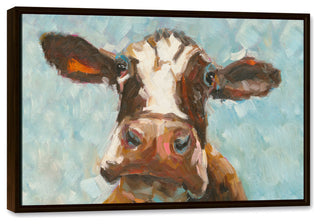 Curious Cow 1 Canvas Wall Art, 24"x36", Framed