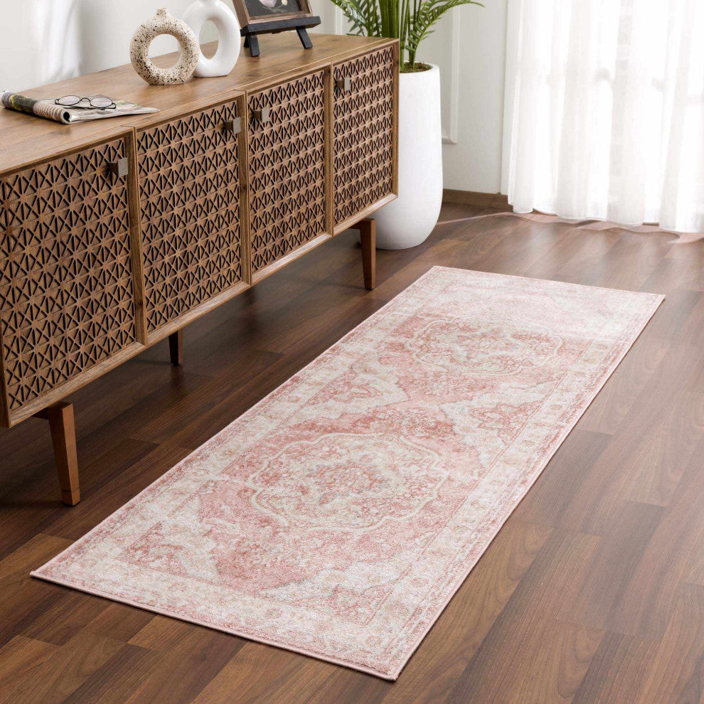 Hauteloom Kandos Area Rug, Plum/Pale Pink/Cream, 5'3" Square