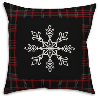 Snowflake Farmhouse Plaid 18"x18" Throw Pillow