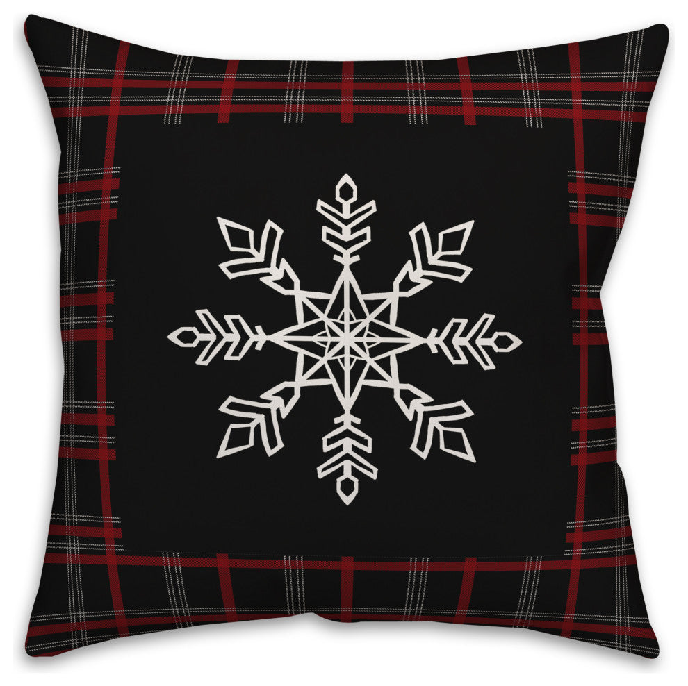 Snowflake Farmhouse Plaid 18"x18" Throw Pillow
