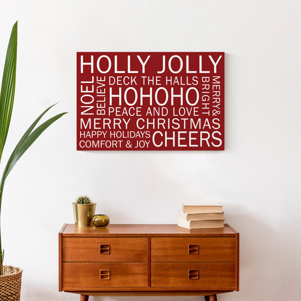 Christmas Sayings Red 3 16x24 Canvas Wall Art