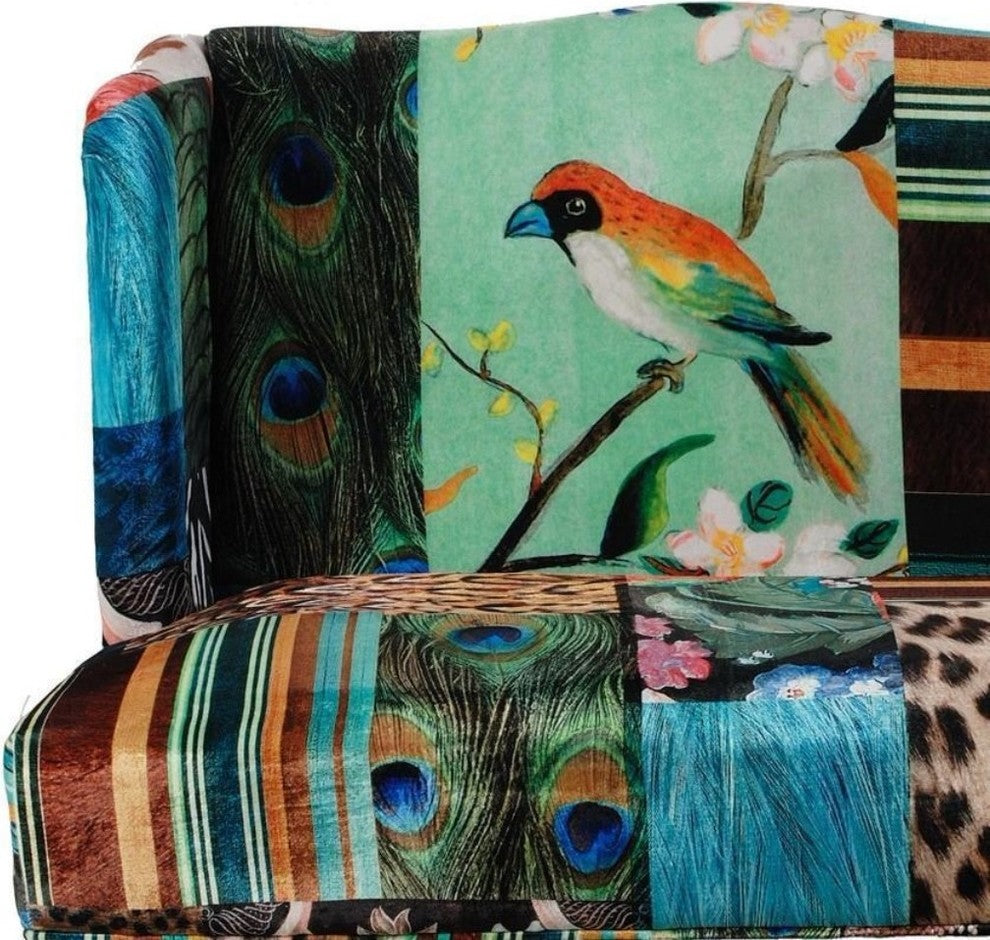 Vesta Bird Collage Print Settee, Multicolor