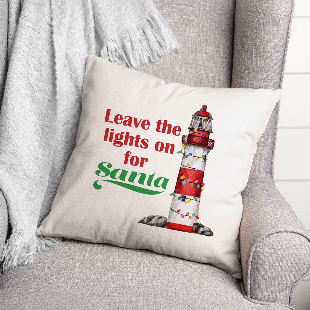 Leave the Lights on for Santa 18x18 Spun Poly Pillow
