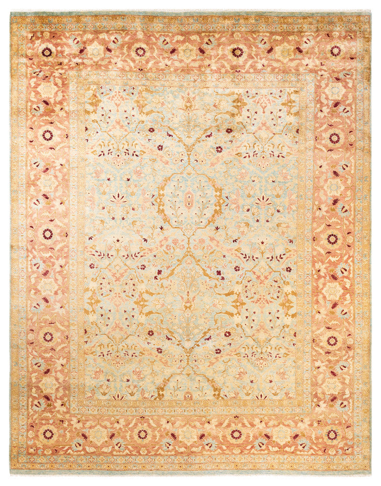 Eclectic, One-of-a-Kind Hand-Knotted Area Rug Light Blue, 8' 10" x 11' 5"