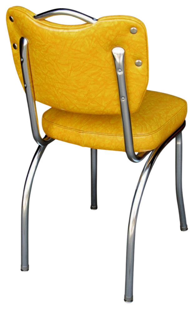 Retro Home Upholstered Handle Back Dining Chair, Cracked Ice Yellow