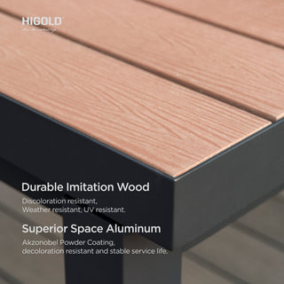 Carlo 8+1 pieces extendable Faux Wood Slats Outdoor Dining set for 8 person