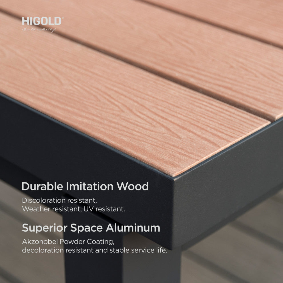 Carlo 8+1 pieces extendable Faux Wood Slats Outdoor Dining set for 8 person