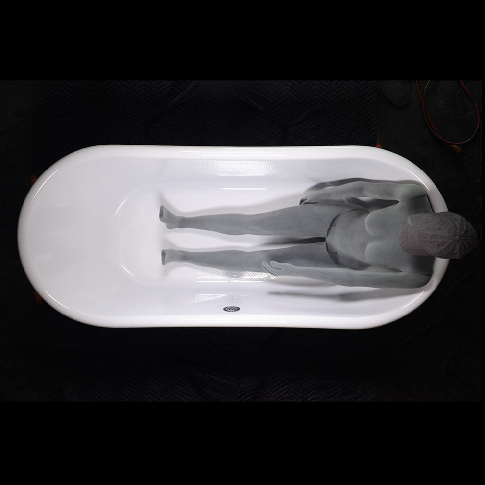 SanSiro CoreAcryl 73" French Bateau  Pedestal Tub Aged Chrome Finish