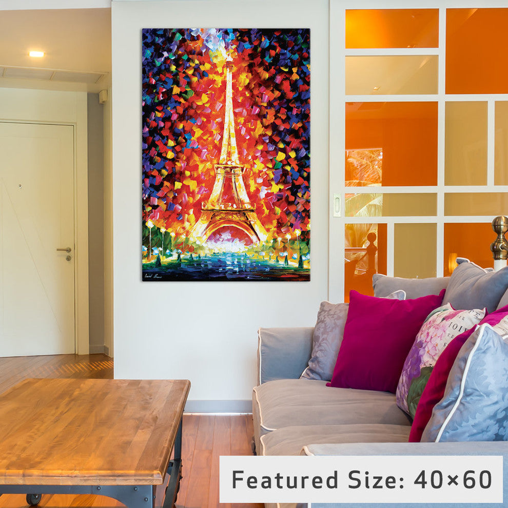 "Paris - Eifel Tower Lighted" by Leonid Afremov, 26x18x1.5"