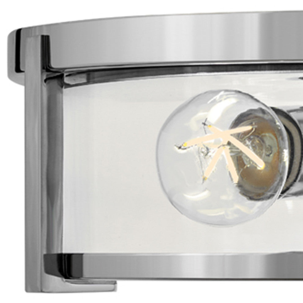 Hinkley Lowell 16" Md Flush Mount Ceiling Light, Chrome + Clear Glass