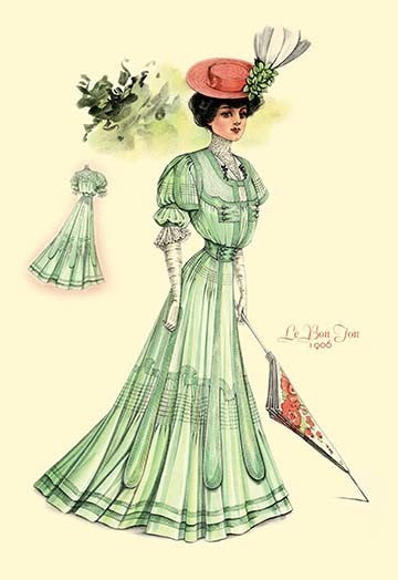 Le Bon Ton: Green for Springtime- Gallery Wrapped Canvas Art 28" x 42"