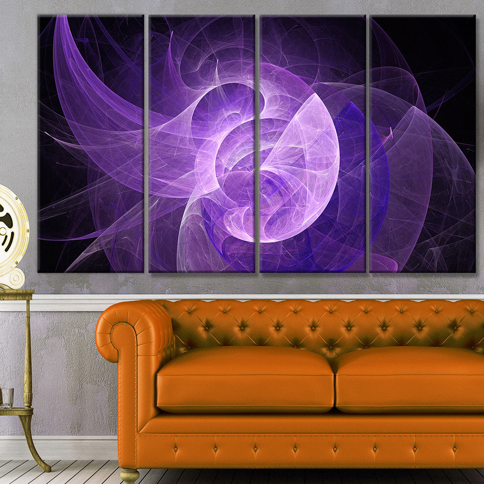 Purple Mystic Psychedelic Design, Abstract Art on Canvas, 48"x28", 4 Panels