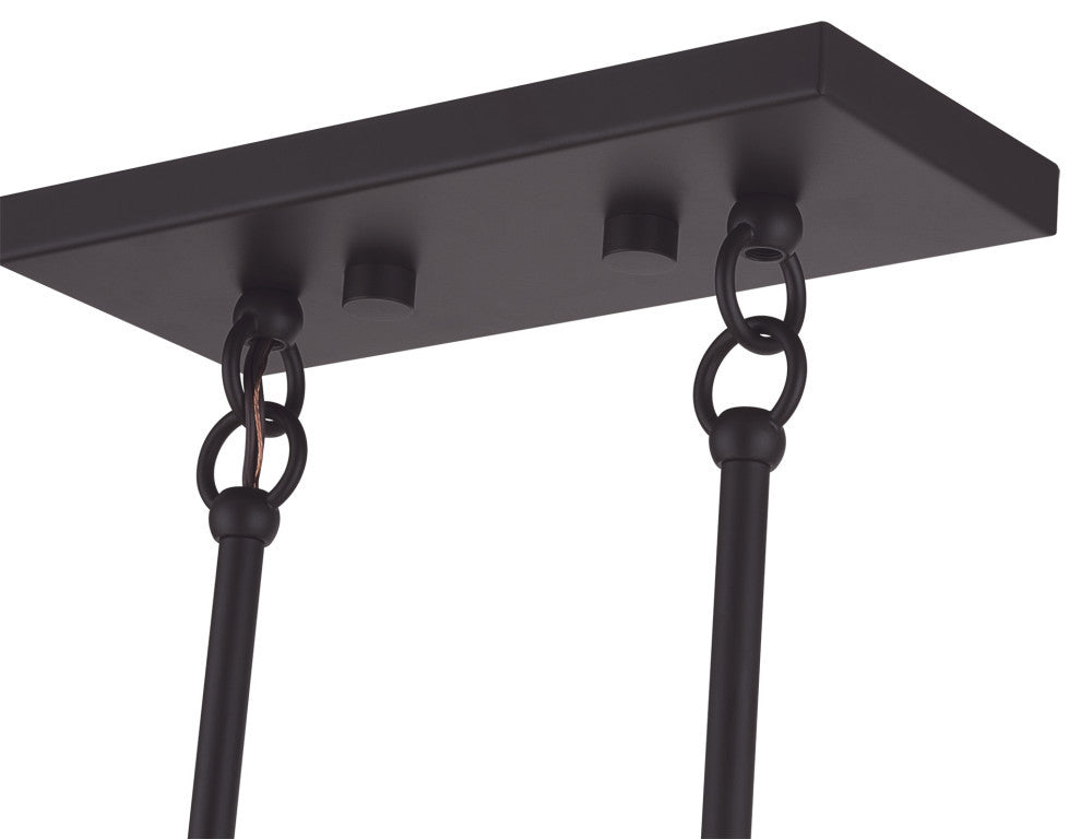 Manorwood 3-Light Bronze Medium Linear Chandelier with Hand Crafted Shades