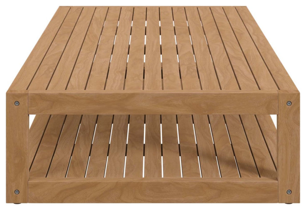 Lounge Chair ArmchairTable Set, Gray Natural, Teak Wood, Outdoor Garden