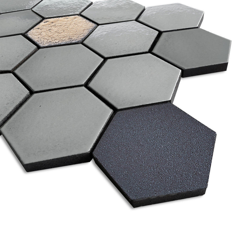 Lugo 12.1x10.43, Gray Lava Stone Mosaic Floor & Wall Tile, 7.83ft/case, Sample