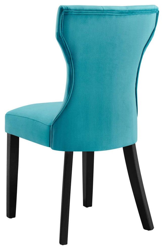 Side Dining Chair, Set of 2, Blue, Velvet, Modern, Cafe Bistro Hospitality