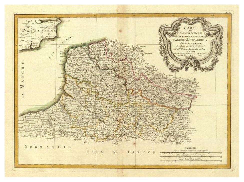 "Flandre francoise, Artois, Picardie, Boulenois, 1785" Paper Art, 32"x24"