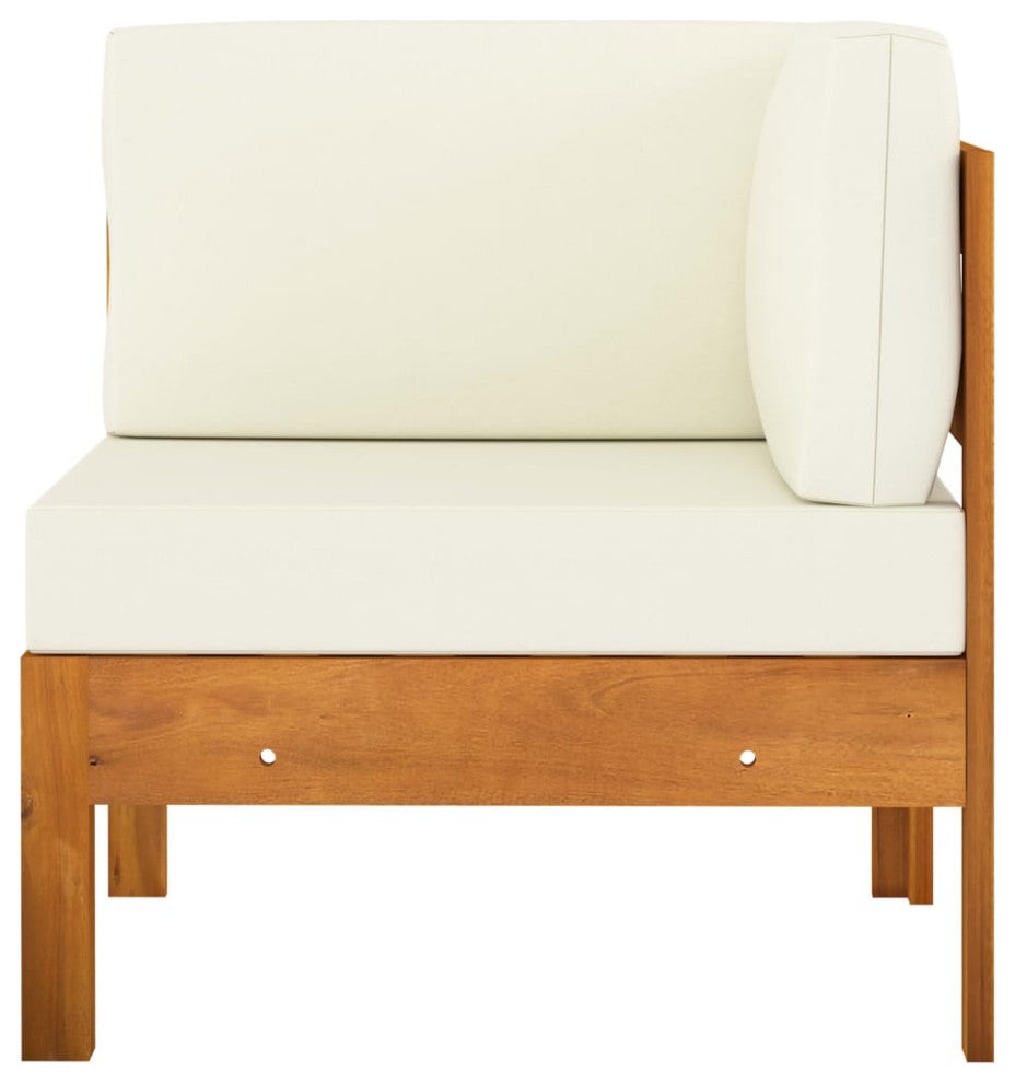 vidaXL 2 Piece Patio Lounge Set With Cream White Cushions Acacia Wood