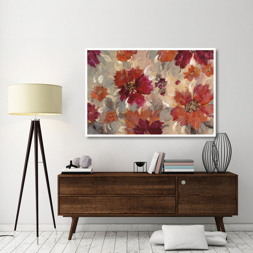 "Magenta and Coral Floral" Digital Paper Print by Silvia Vassileva, 62"x42"