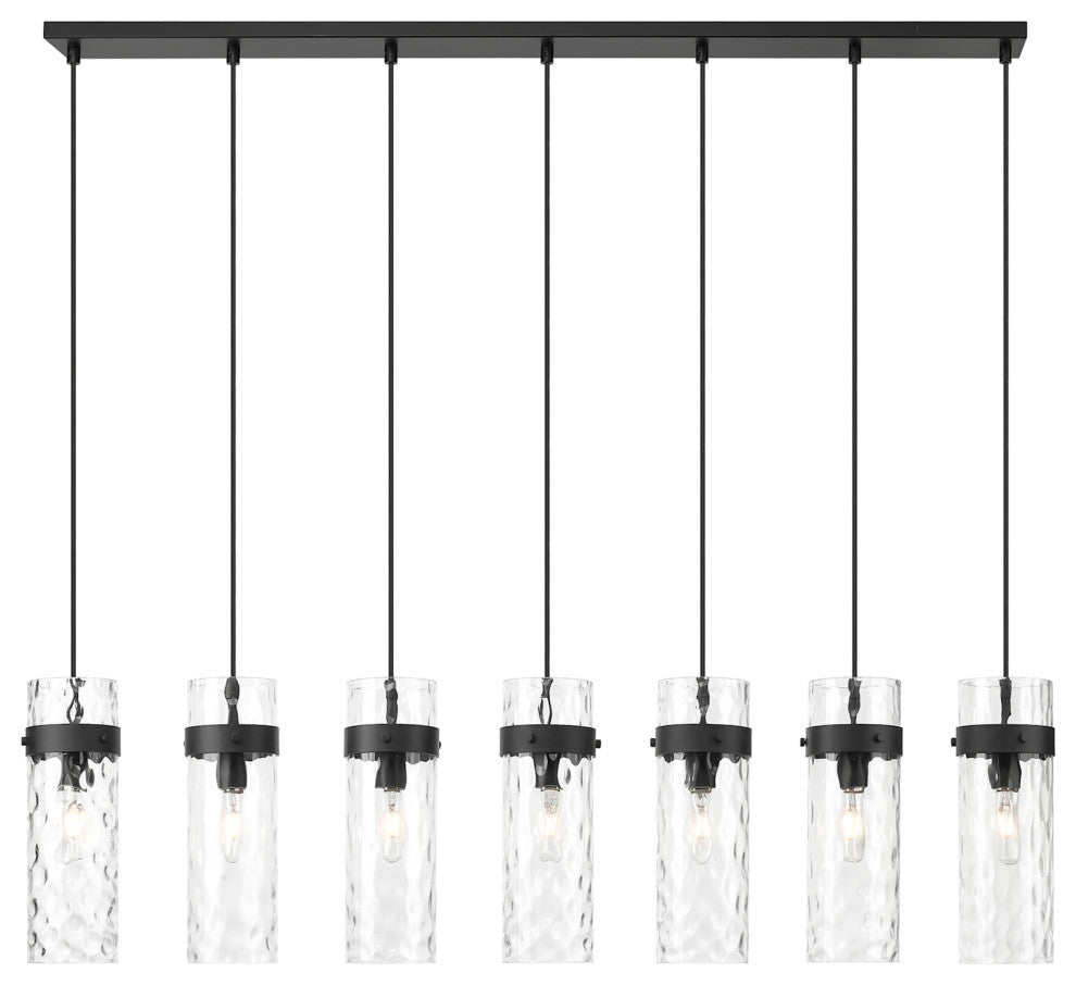 Z-Lite 7002P5-7L Fontaine 7 Light 57"W Linear Chandelier - Matte Black