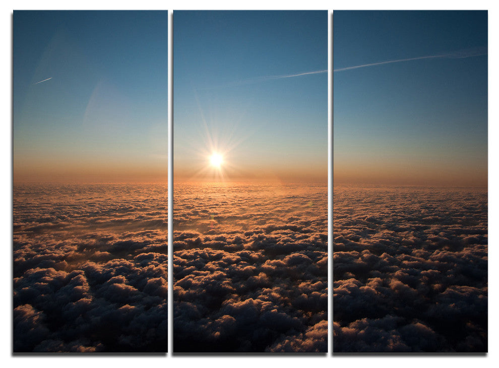 "Sunset Above the Dark Clouds" Oversized Beach Metal Wall Art, 3 Panels, 36"x28"